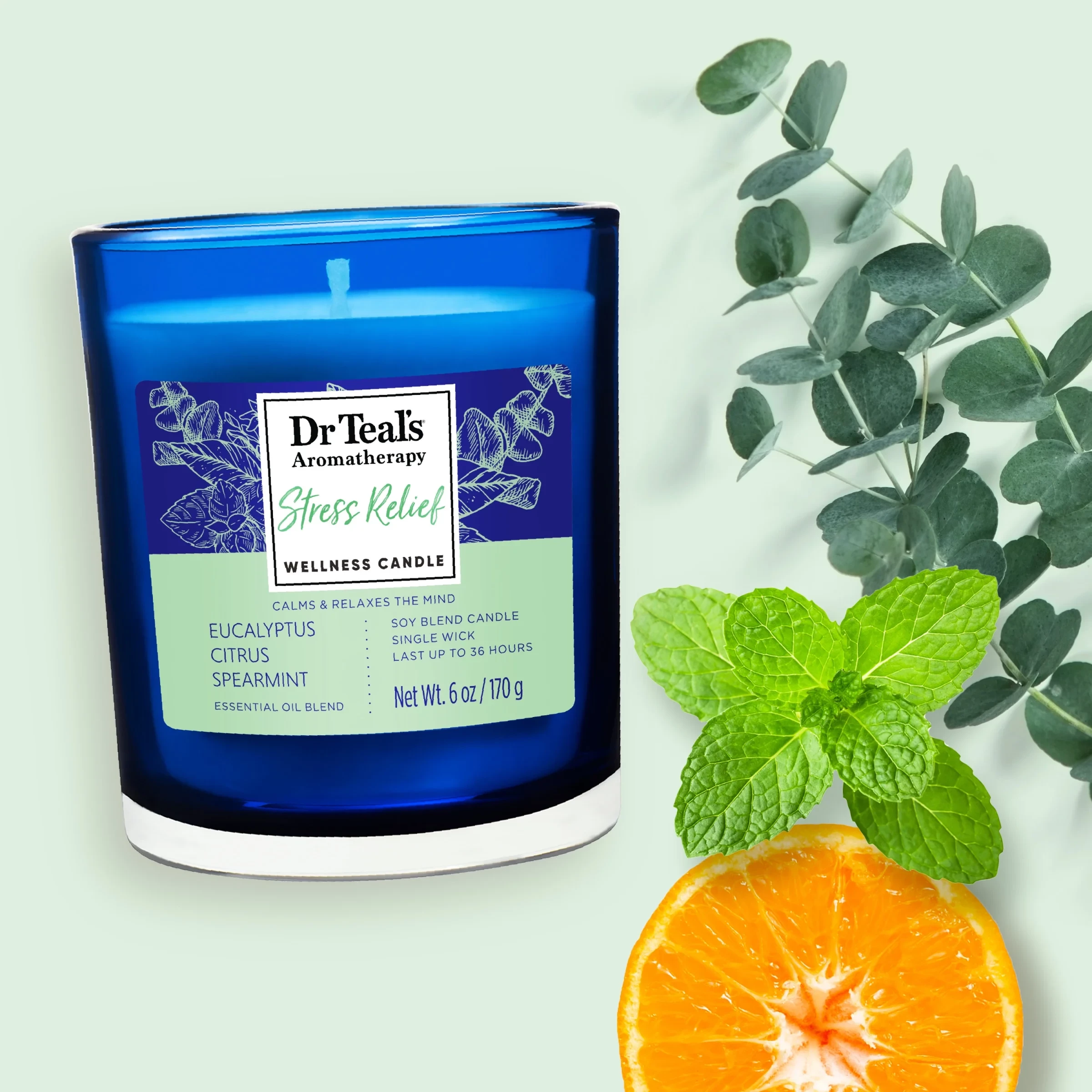 Aromatherapy Stress Relief Candle with Eucalyptus & Citrus 170g