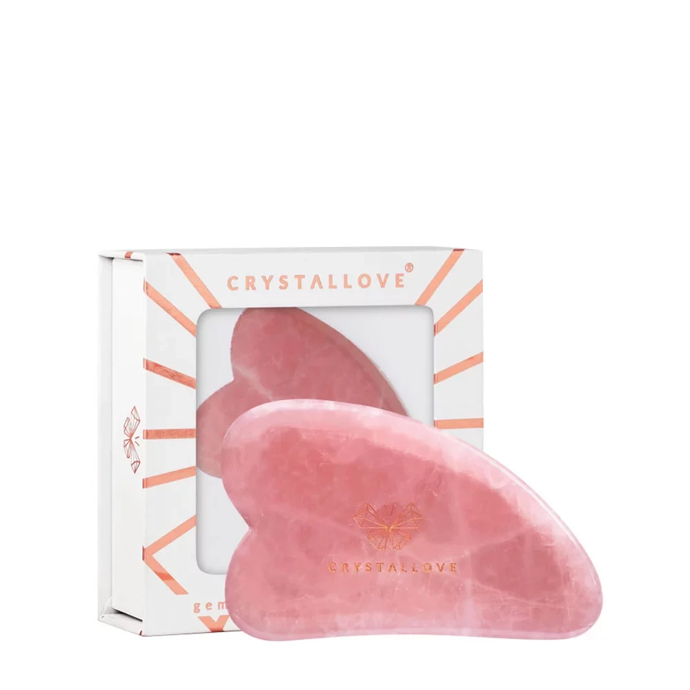 Rose quartz gua sha face massage plate