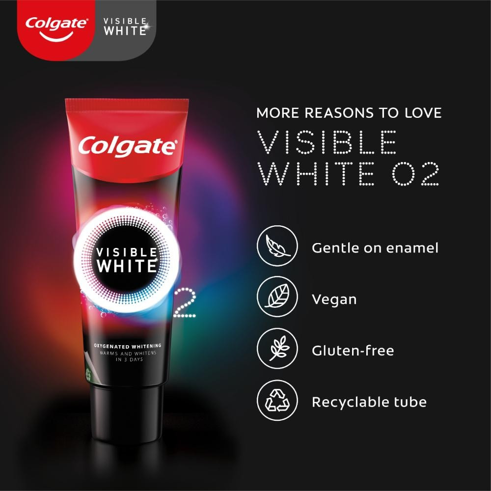 Visible white o2 peppermint sparkle toothpaste 50g