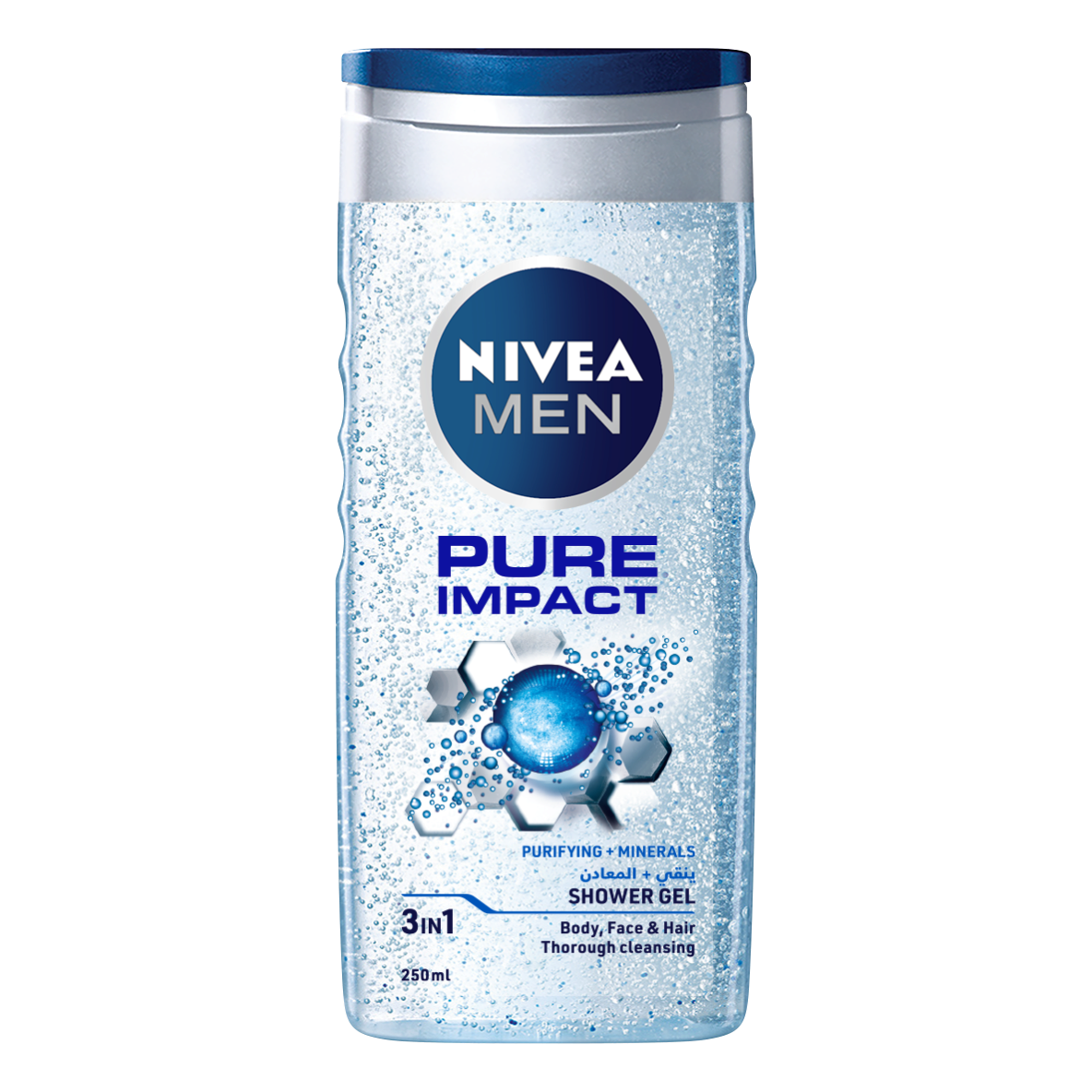Men pure impact shower gel for body, face, hair 250ml