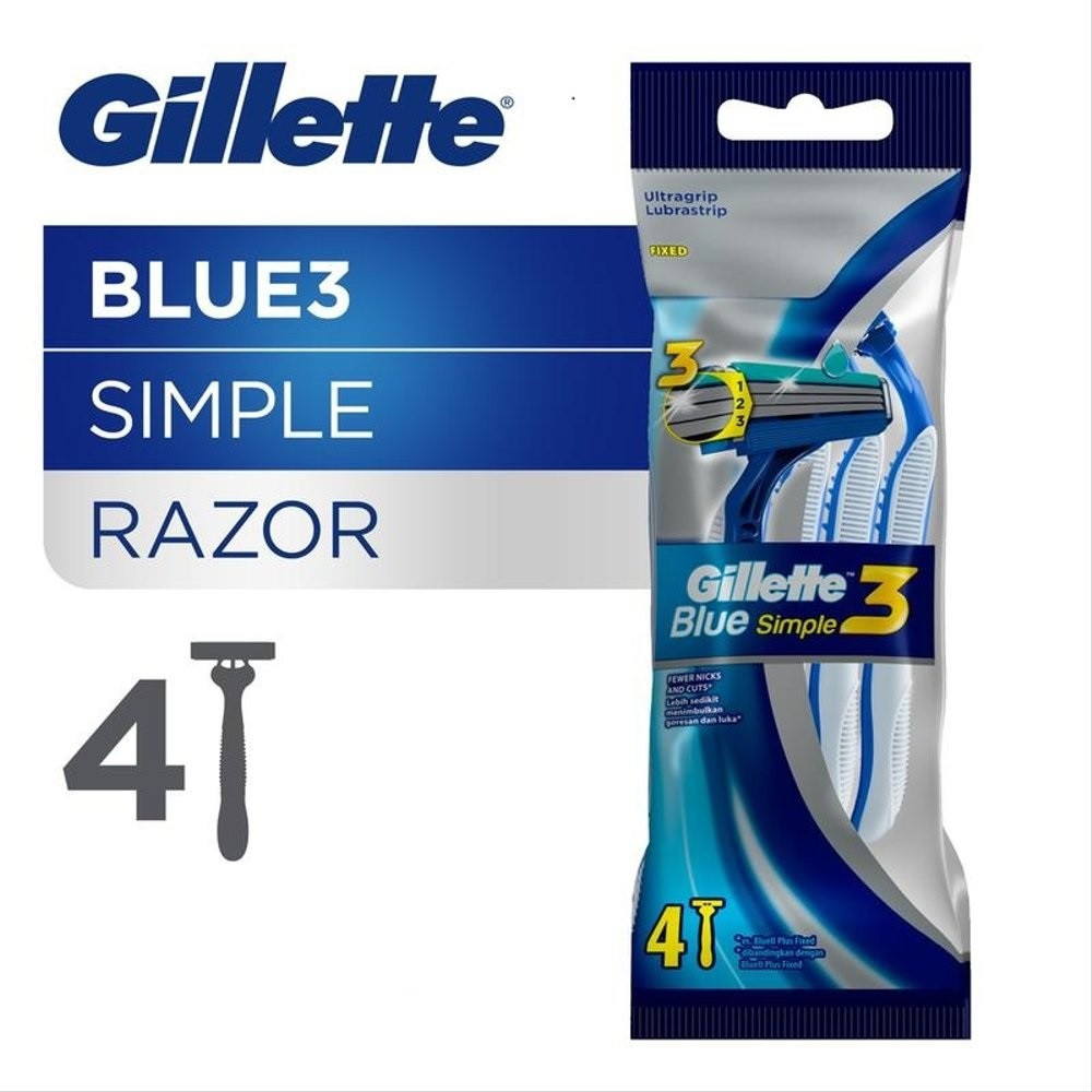 Blue 3 simple disposable razor 4s