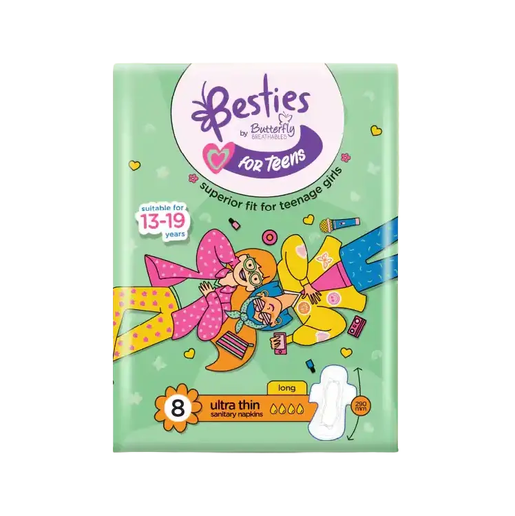 Besties by Butterfly Breathables Teens Long 8 Pcs