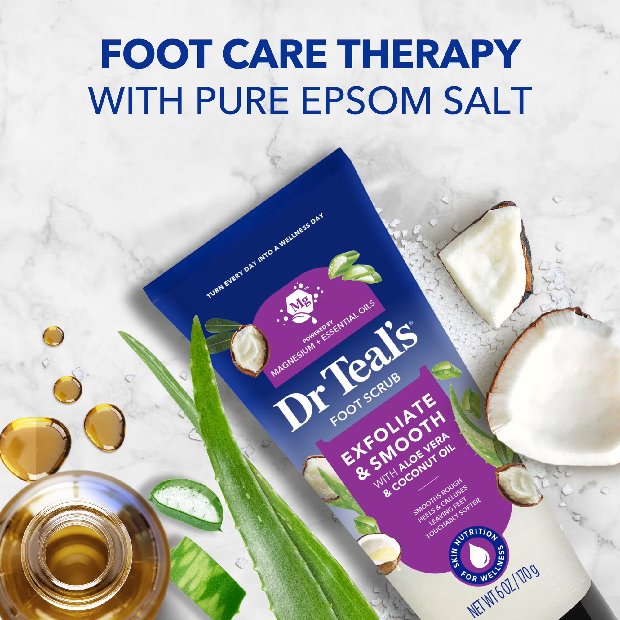 Foot care therapy with pure Epsom salt foot scrub 170g