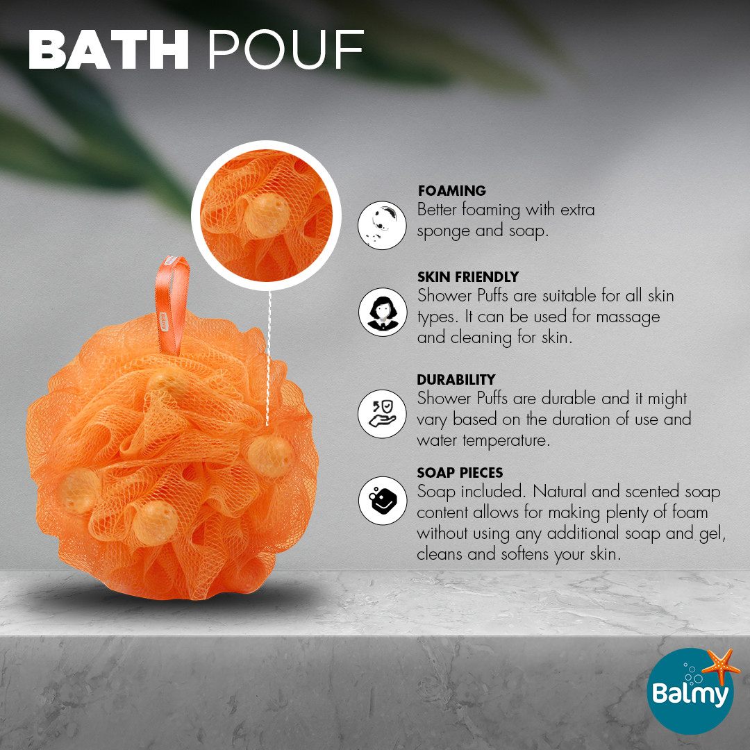 Orange soap bath pouf
