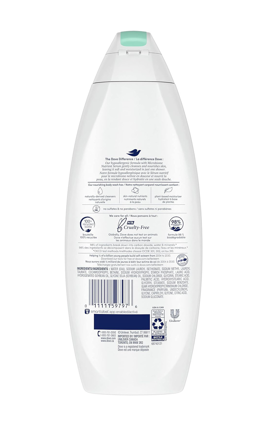 Sensitive skin hypoallergenic body wash 650ml