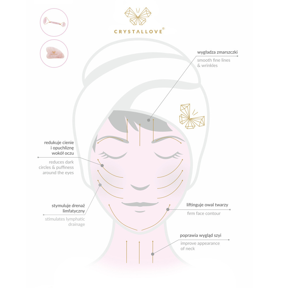 Rose quartz gua sha face massage plate