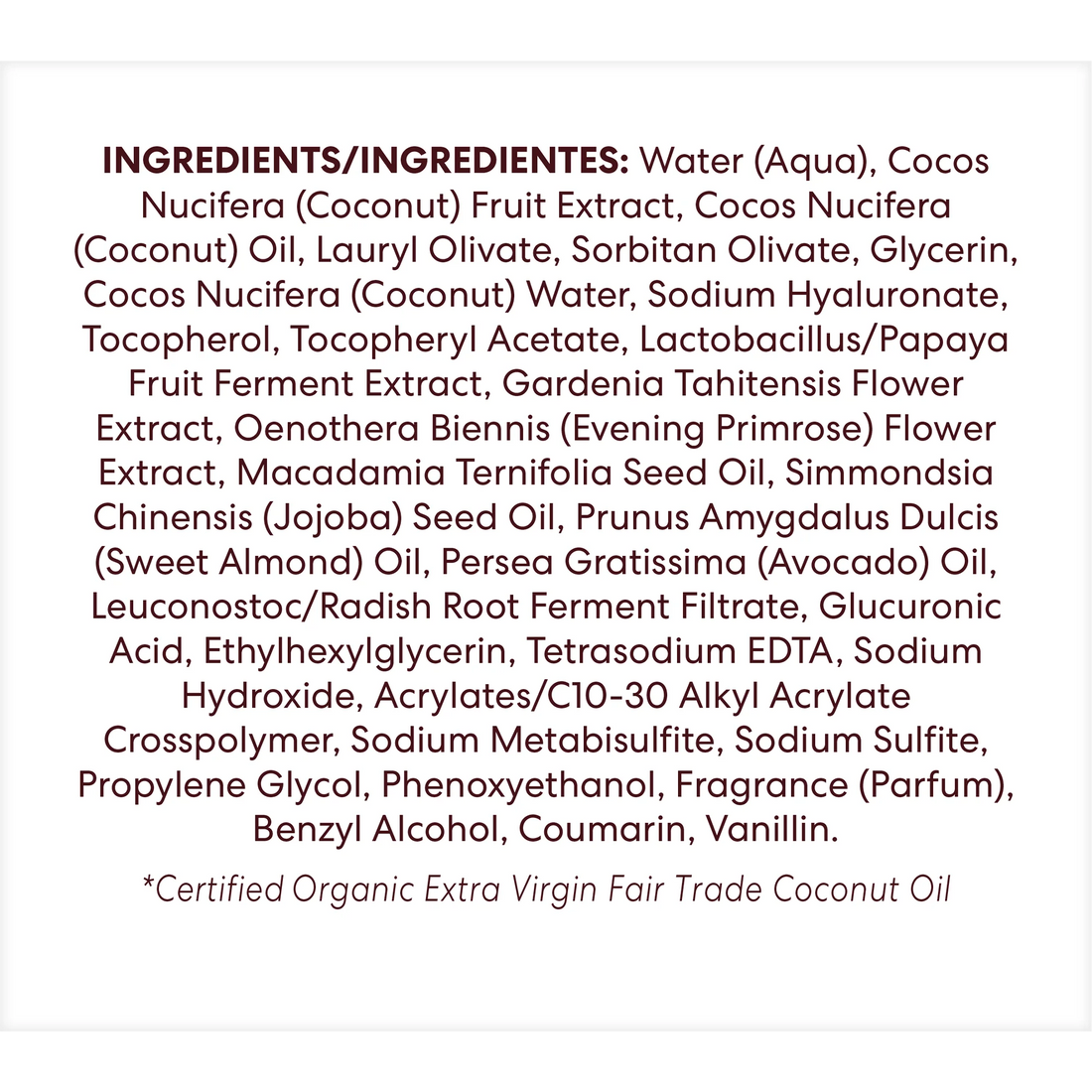 Coconut butter formula coconut hydrate facial moisturizer 50g