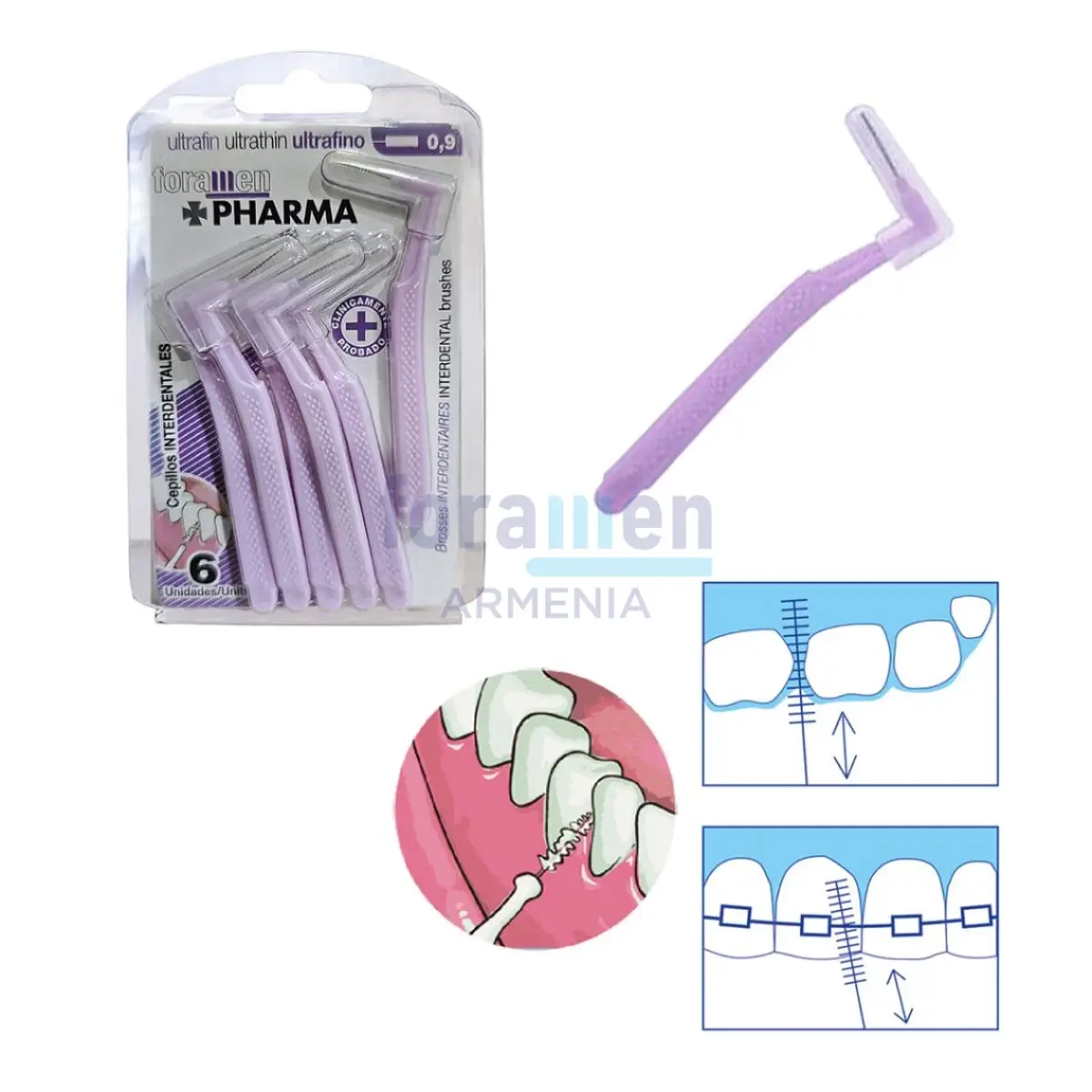 Pharma curved interdental brushes 6s