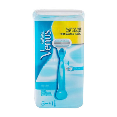 Venus close & clean cartridges 5's + razor pack