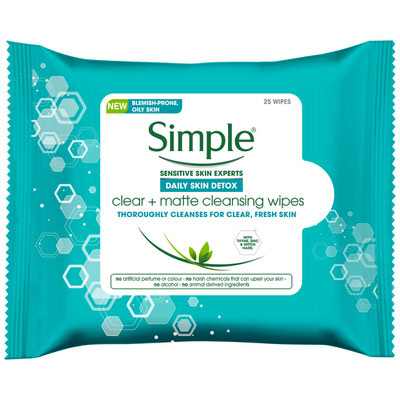 Daily skin detox clear + matte cleansing wipes 25's