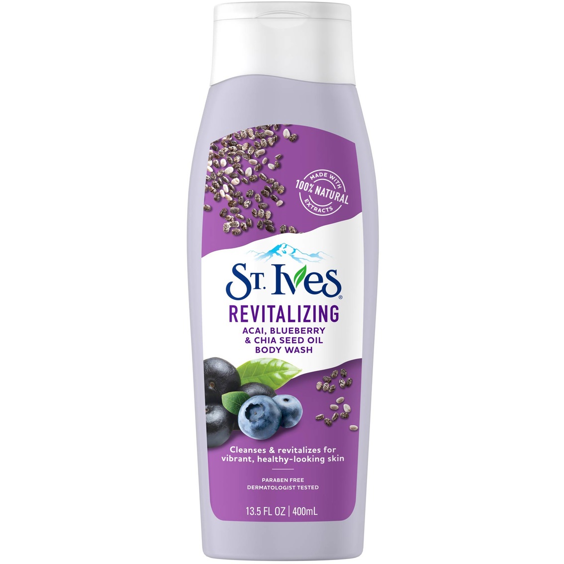 Revitalizing acai, blueberry and chia seed oil body wash 400ml